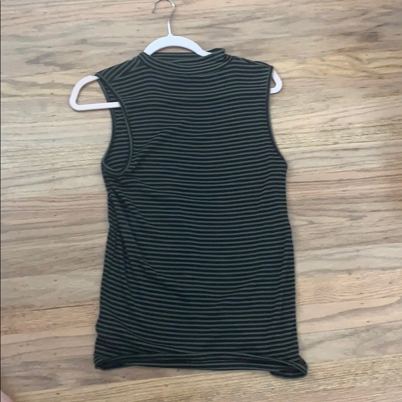 GAP Tops - Mock neck ribbed modern green stripe tank. Medium